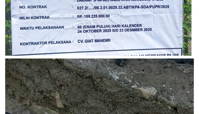 Kabid SDA Dinas PUPR Agar Evaluasi Proyek Yang di Kerjakan CV Giat Mandiri Karena Di Duga Tabrak Aturan.