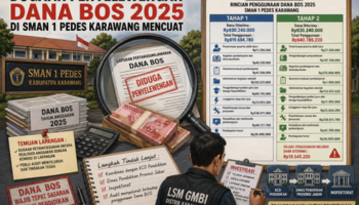 Dugaan Penyelewengan Dana BOS 2025 di SMAN 1 Pedes Karawang Mencuat