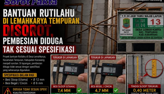 Bantuan Rutilahu di Lemahkarya Tempuran Disorot, Pembesian Diduga Tak Sesuai Spesifikasi