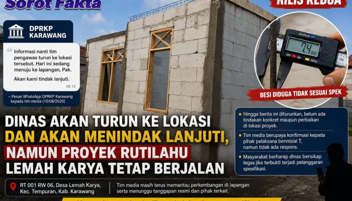 Dinas Sebut Akan Menuju Lokasi, Namun Proyek Rutilahu Lemah Karya Tetap Berjalan Tanpa Perbaikan