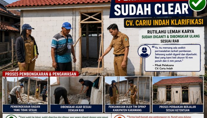 CV Cariu Indah Akui Kekeliruan Material, Besi Rutilahu Lemah Karya Diganti dan Dibongkar Ulang Sesuai RAB
