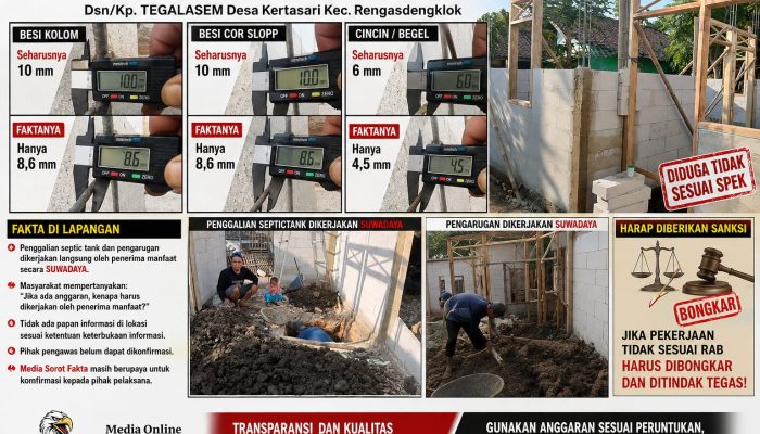 Proyek RUTILAHU di Kertasari Diduga Tak Sesuai Spek Ukuran Besi Disorot