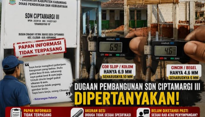 Proyek Rehabilitasi Ruang Kelas di SDN Ciptamargi III Disorot, Ukuran Besi Diduga Tak Sesuai Spesifikasi