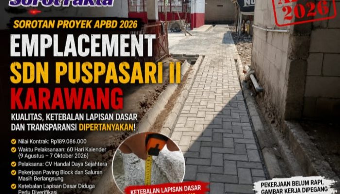 Proyek Emplacement SDN Puspasari II Disorot, Pekerjaan Paving Dipertanyakan, CV Handal Daya Sejahtera Jadi Sorotan