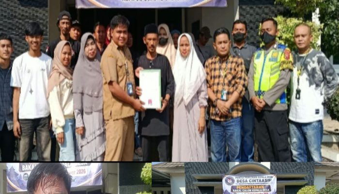 Dede /Baron Resmi Mendaftarkan Diri Jadi Calon  Kepala Desa  Cinta Asih ,Di Usung  Puluhan Kader Simpatisan