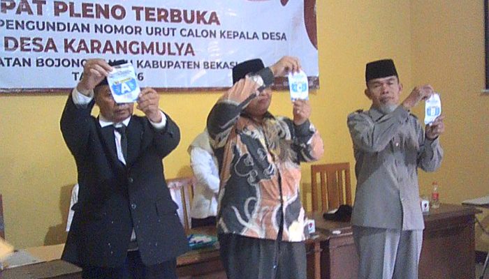 Penetapan Dan Pengambilan Nomer Urut Calon Kades Desa Karang Mulya ,Berjalan Aman Dan Kondusif.
