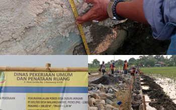 Dugaan Asal-Asalan, Proyek Turap Jalan Poros Desa Malangsari Senilai Rp 188 Juta Disorot.