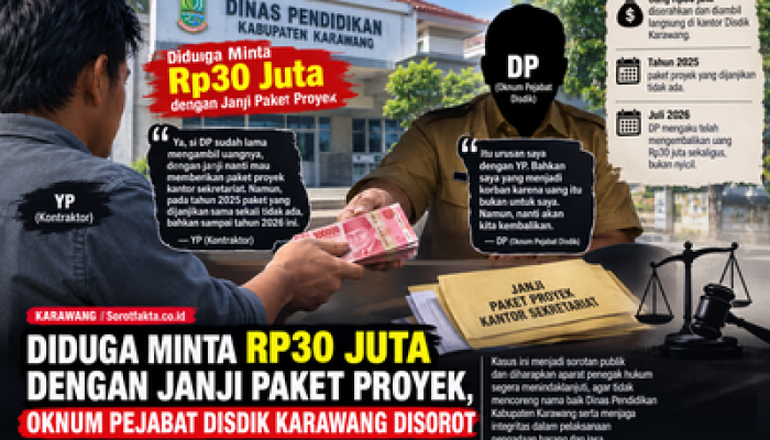 Diduga Minta Rp30 Juta dengan Janji Paket Proyek, Oknum Pejabat Disdik Karawang Disorot